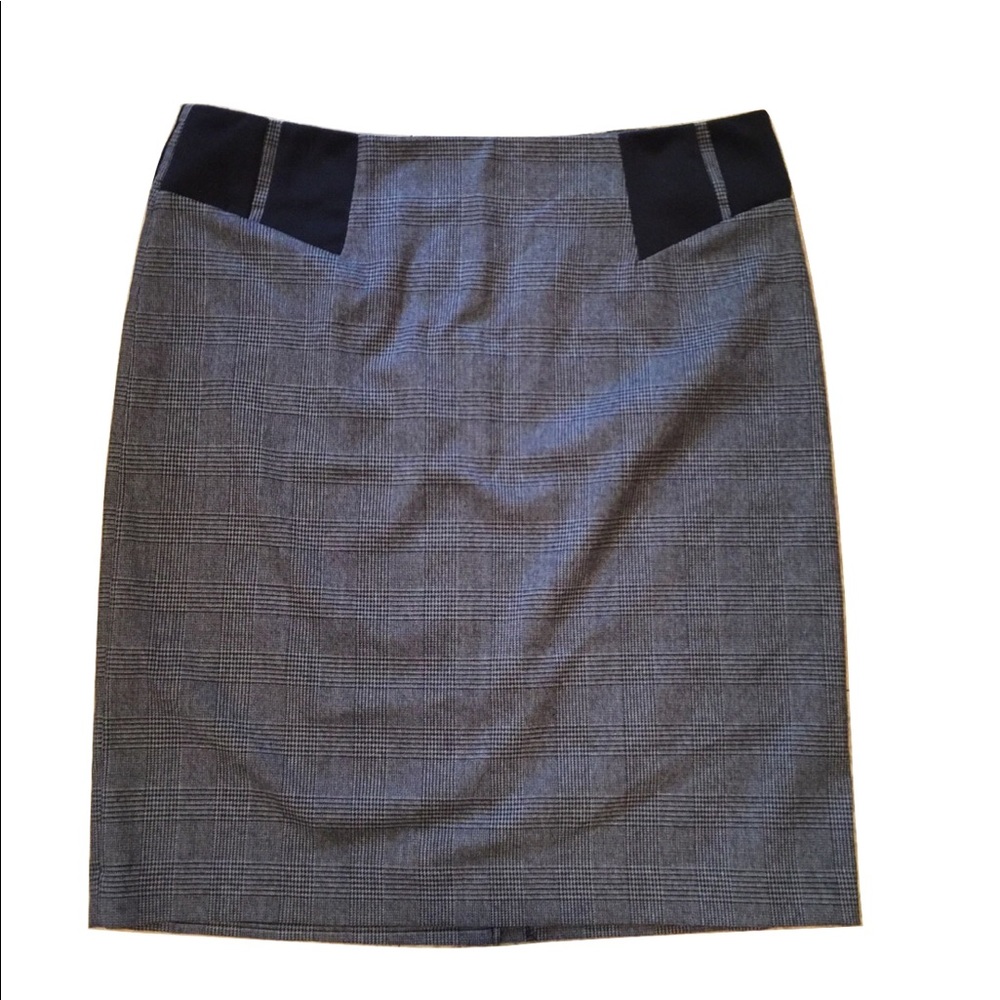 NWT Sharagano Black Gray Plaid Pencil Skirt 12P